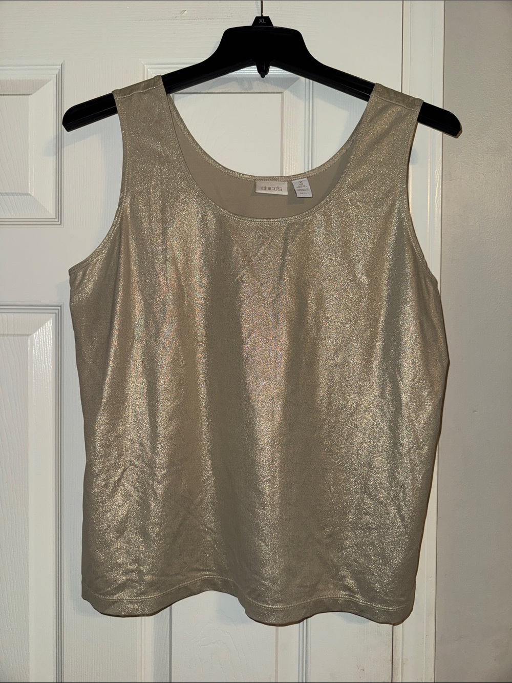 Chico's Shimmery Champagne Scoop Neck Tank